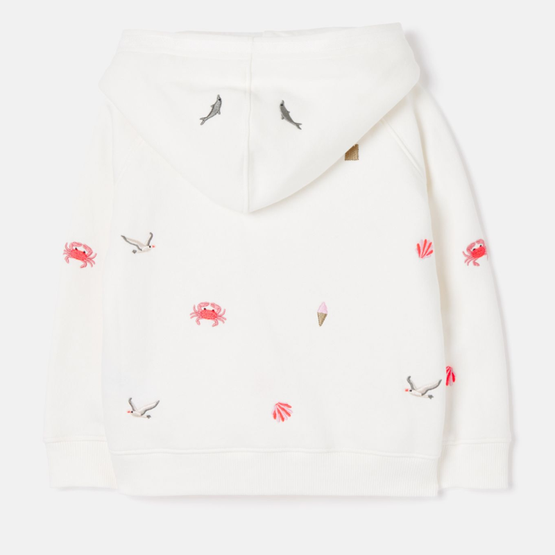 Joules Lucas Emb Raglan Sleeve Hooded Jumper 2-12 Years - Cream Beach-1